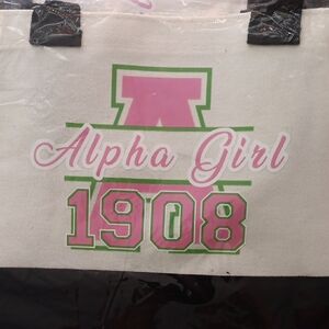 Pink and Green Alpha Girl Tote Bag
